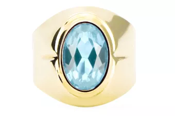 Aguamarina Oro amarillo de 14 quilates Anillo Estilo vintage vrc296y